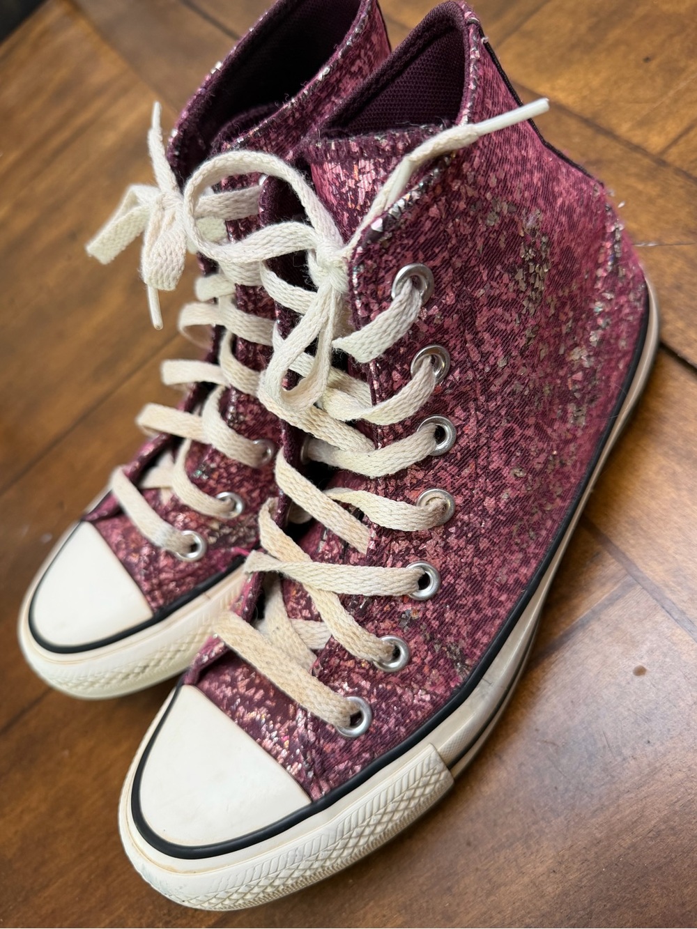 Converse Chuck Taylor All Star Purple Glitter High Top Sneakers 6.5
